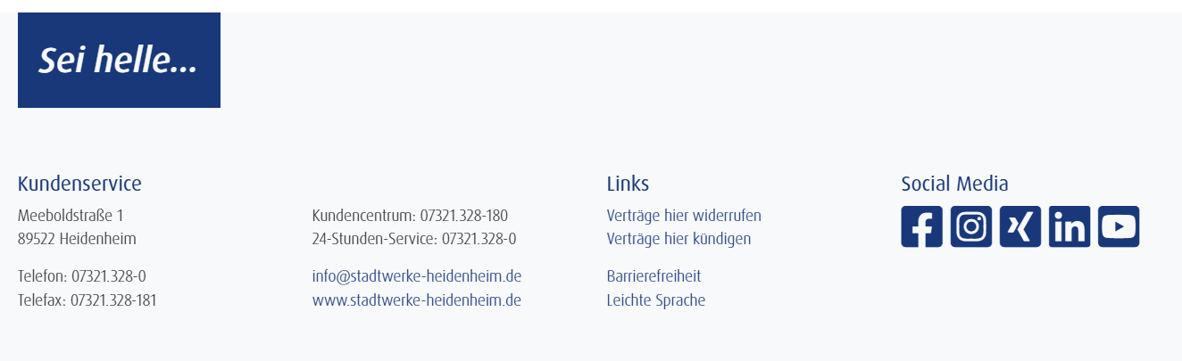 Bereich für Kunden-Service